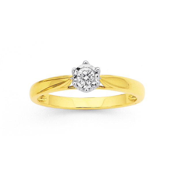 .10ct Diamond Solitaire Ring in 9ct Yellow Gold