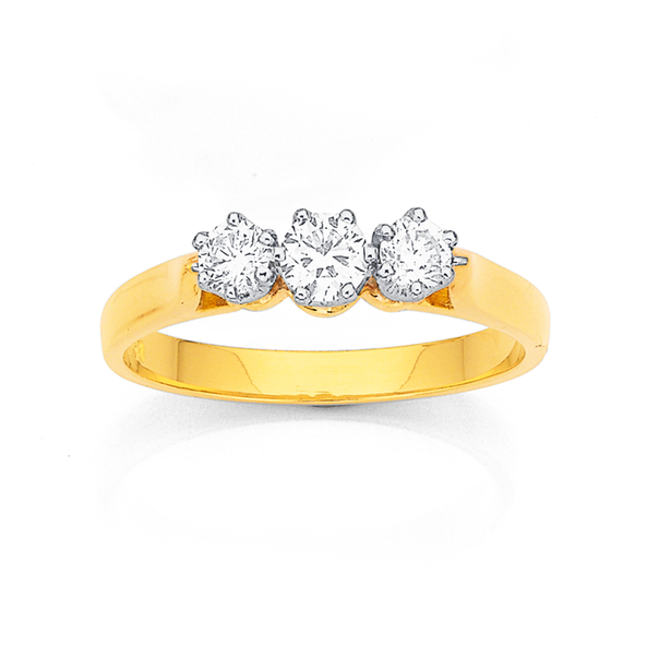 18ct Three Stone Diamond Ring TDW=.50ct