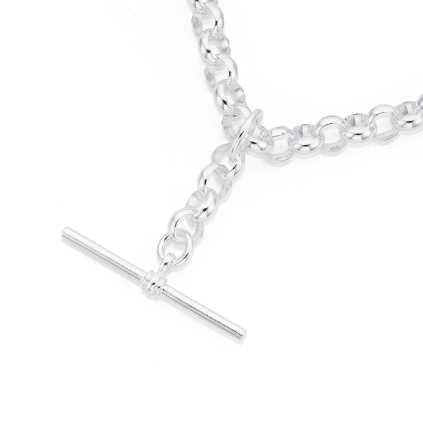 45cm Belcher Chain with T-Bar Fob in Sterling Silver