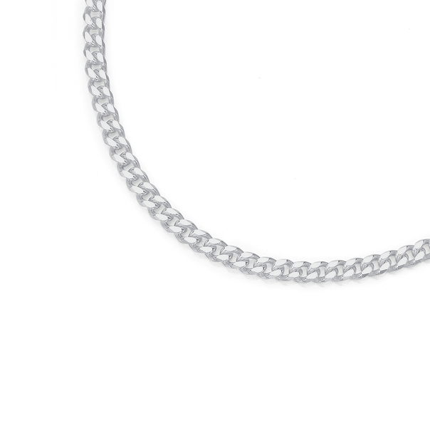 60cm Bevelled Diamond Cut Curb Chain in Sterling Silver