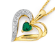 9ct Created Emerald & Diamond Heart Pendant
