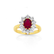 9ct Created Ruby & Diamond Oval Ring