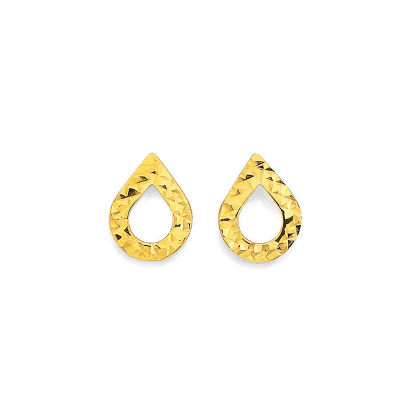 9ct Diamond Cut Pear Earrings
