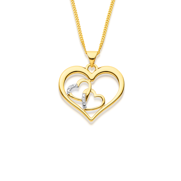 9ct Diamond Hearts Pendant