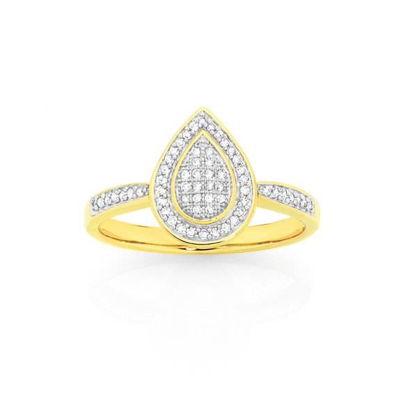 9ct, Diamond Pear Shape Ring