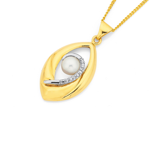 9ct Freshwater Pearl and Diamond Pendant