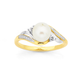9ct Freshwater Pearl & Diamond Ring