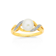 9ct Freshwater Pearl with Diamond Ring
