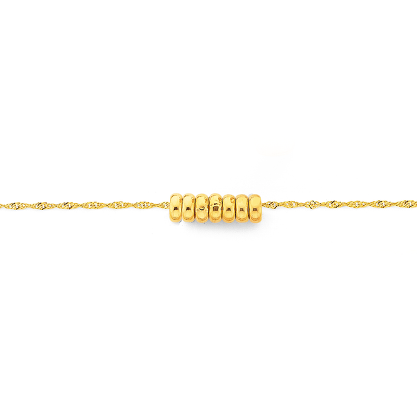 9ct Gold 25cm Seven Lucky Rings Anklet