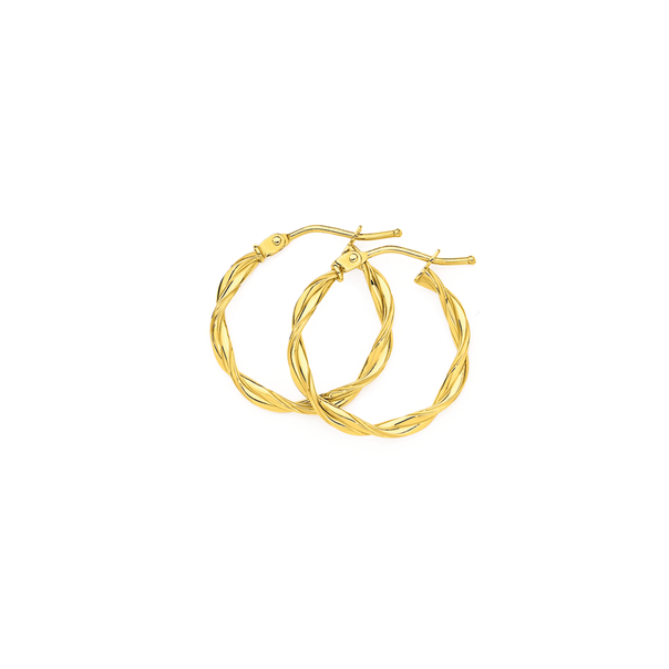 9ct Gold 2x15mm Entwined Hoop Earrings
