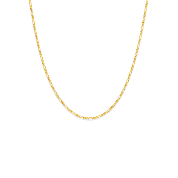 9ct Gold 45cm Solid Figaro 3+1 Chain