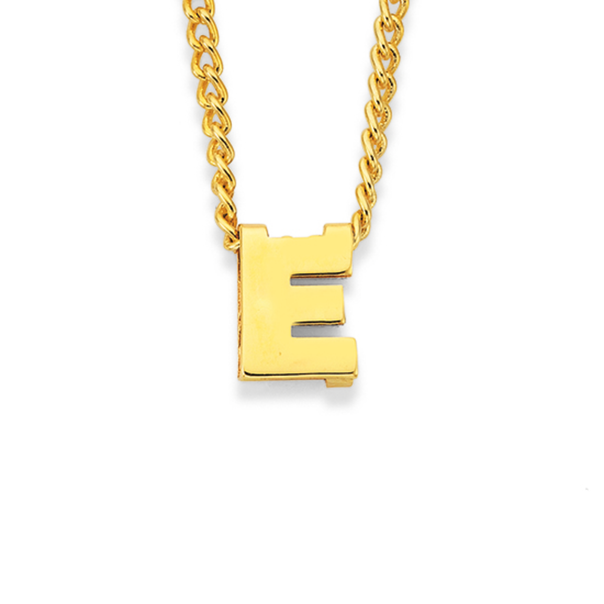 9ct Gold Block Initial E Slider