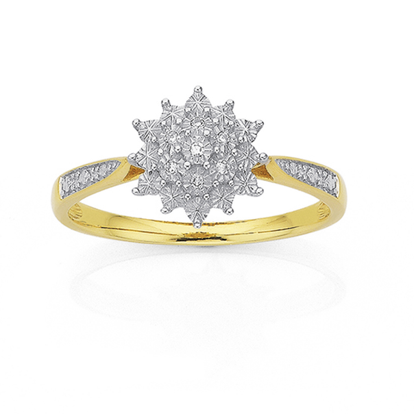 9ct Gold Diamond Miracle Set Starlight Dress Ring