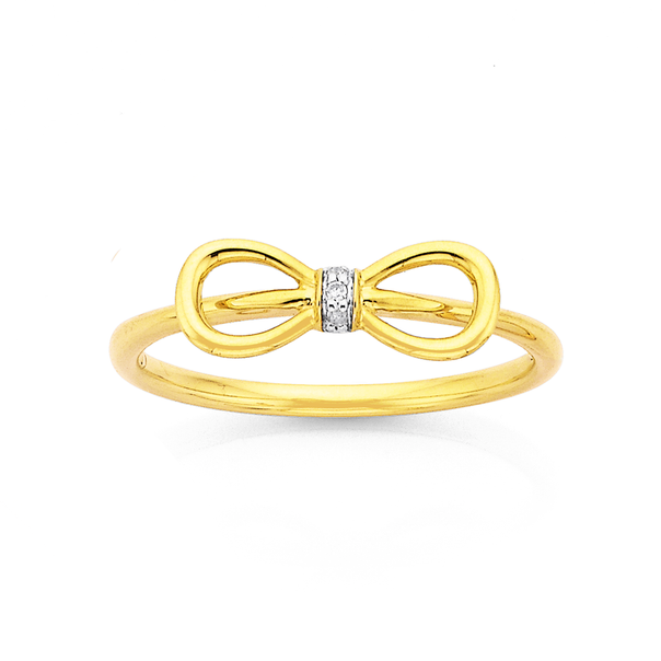 9ct Gold, Diamond Set Bow Ring