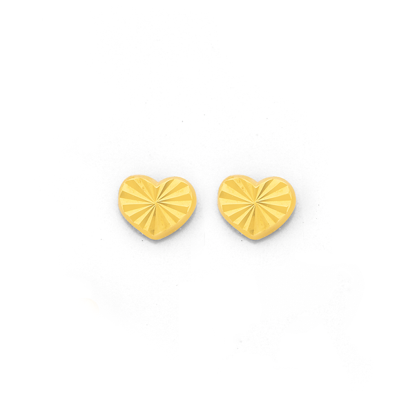 9ct Gold Heart Stud Earrings