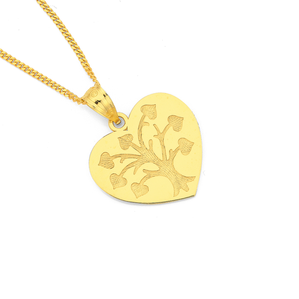 9ct Gold Tree of Life Message Heart Pendant