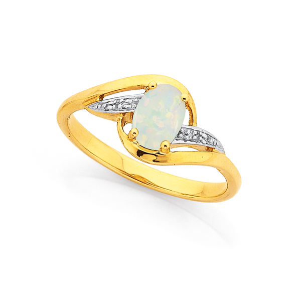 9ct Opal & Diamond Ring