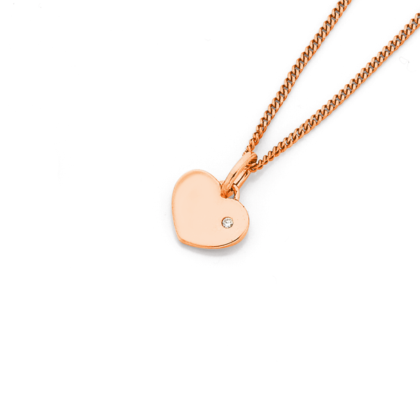 9ct Rose Gold Heart with Diamond Pendant