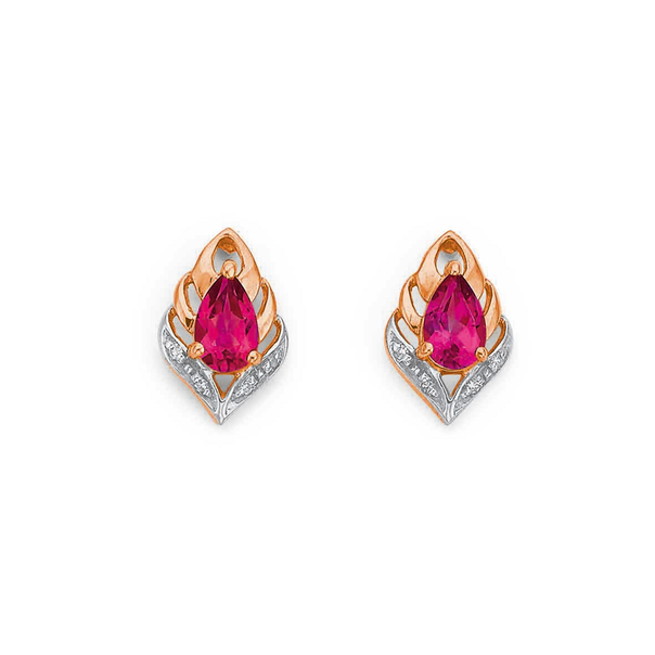 9ct Rose Gold Mystic Pink Topaz & Diamond Earrings