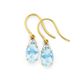 9ct Sky Blue Topaz & Diamond Oval Cut Chequered Hook Earrings
