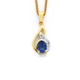 9ct Two Tone Pear Created Sapphire & Diamond Pendant