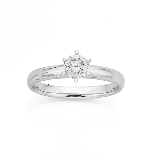 9ct White Gold .50ct Diamond Solitaire Ring