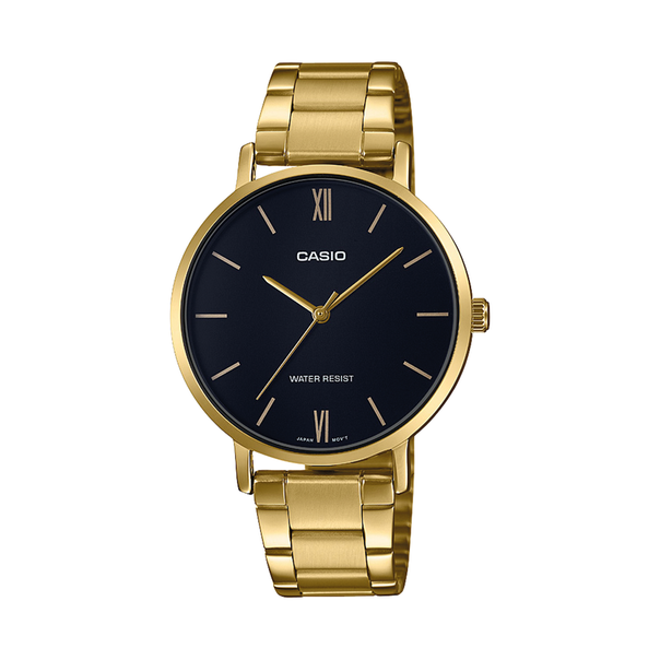 Casio Analogue Gold Tone Black Dial Watch