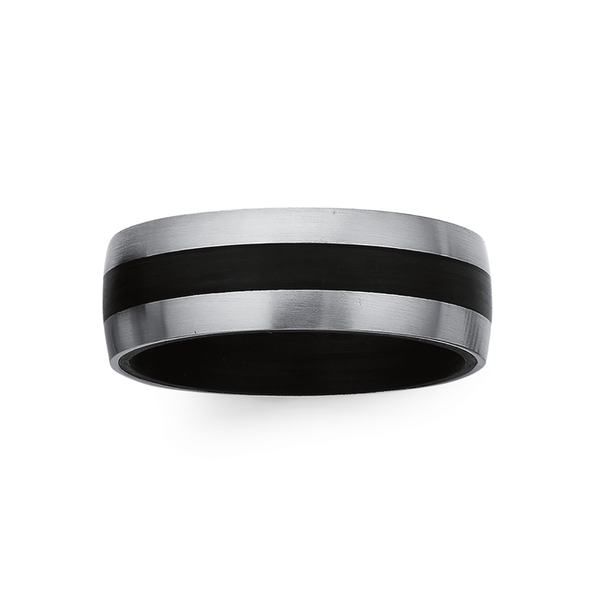 Chisel Stainless Steel Black Stripe Ring Size Z