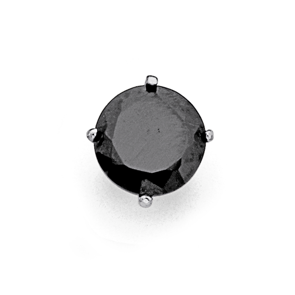 Chisel Stainless Steel Single Black Cubic Zirconia Stud Earring
