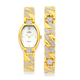 Elite Ladies Gold Tone Stone Set Watch & Bracelet Set