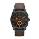 Fossil Gents Machine Black IP Case Brown Leather Strap