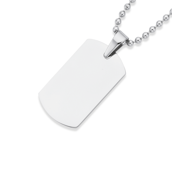 Stainless Steel CHISEL Plain Dogtag Pendant & Chain