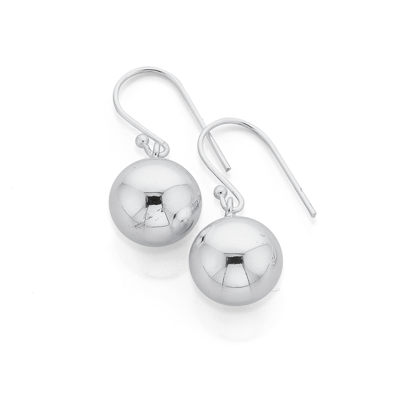 Sterling Silver 10mm Ball Hook Drop Earrings