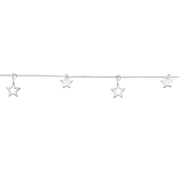 Sterling Silver 16cm Star Bracelet