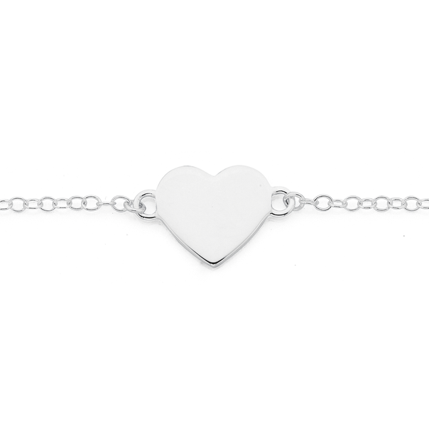 Sterling Silver 17cm+2cm Heart Bracelet
