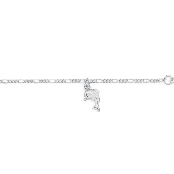 Sterling Silver 26cm Dolphin Anklet