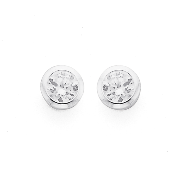 Sterling Silver 3mm Cubic Zirconia Stud Earrings