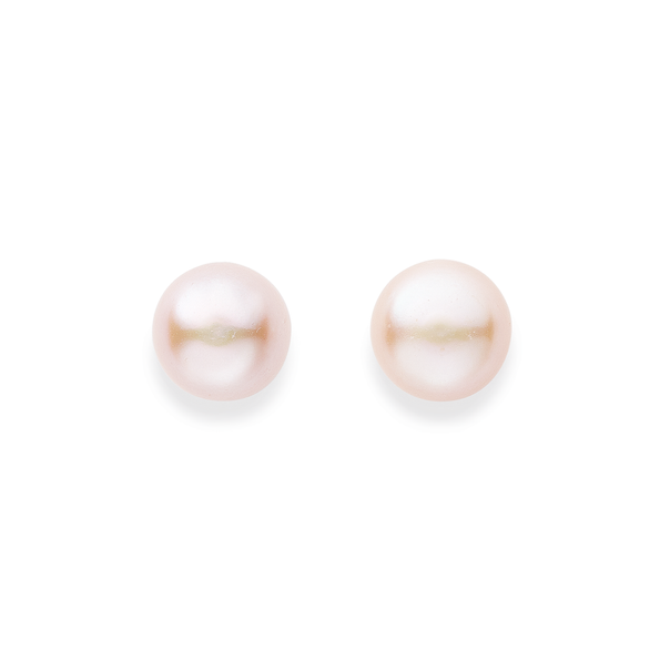 Sterling Silver 8mm Rose Freshwater Pearl Studs