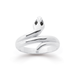 Sterling Silver Black Cubic Zirconia Snake Ring