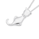 Sterling Silver Cat Pendant with Cubic Zirconia Collar