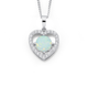 Sterling Silver Cubic Zirconia & Created Opal Heart Pendant