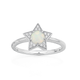 Sterling Silver Cubic Zirconia & Created Opal Star Ring