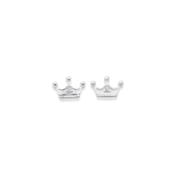 Sterling Silver Cubic Zirconia Crown Studs