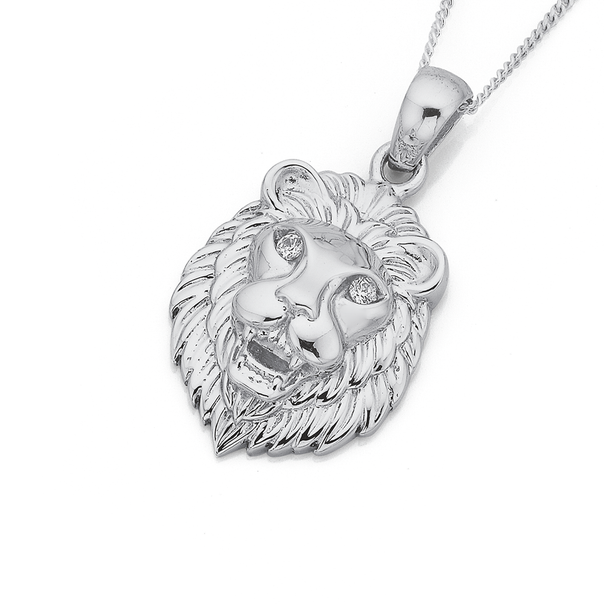 Sterling Silver Cubic Zirconia Lion Pendant