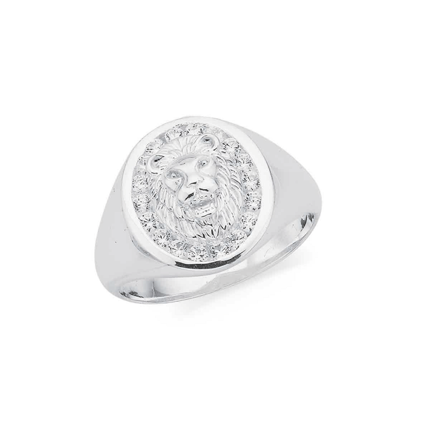 Sterling Silver Cubic Zirconia Lion Ring