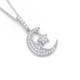 Sterling Silver Cubic Zirconia Moon and Star Pendant