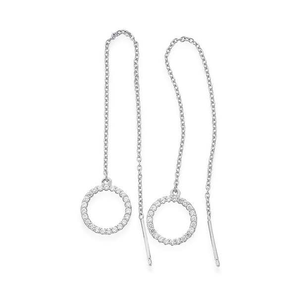 Sterling Silver Cubic Zirconia Open Circle Threads