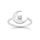 Sterling Silver Cubic Zirconia Owl in Moon Ring