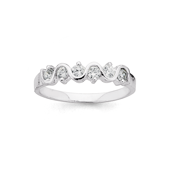 Sterling Silver Cubic Zirconia Wave Ring