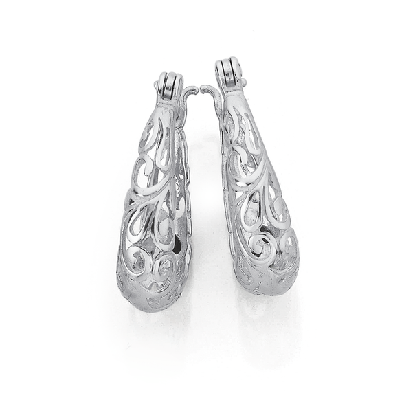 Sterling Silver Filigree Oval Earrings